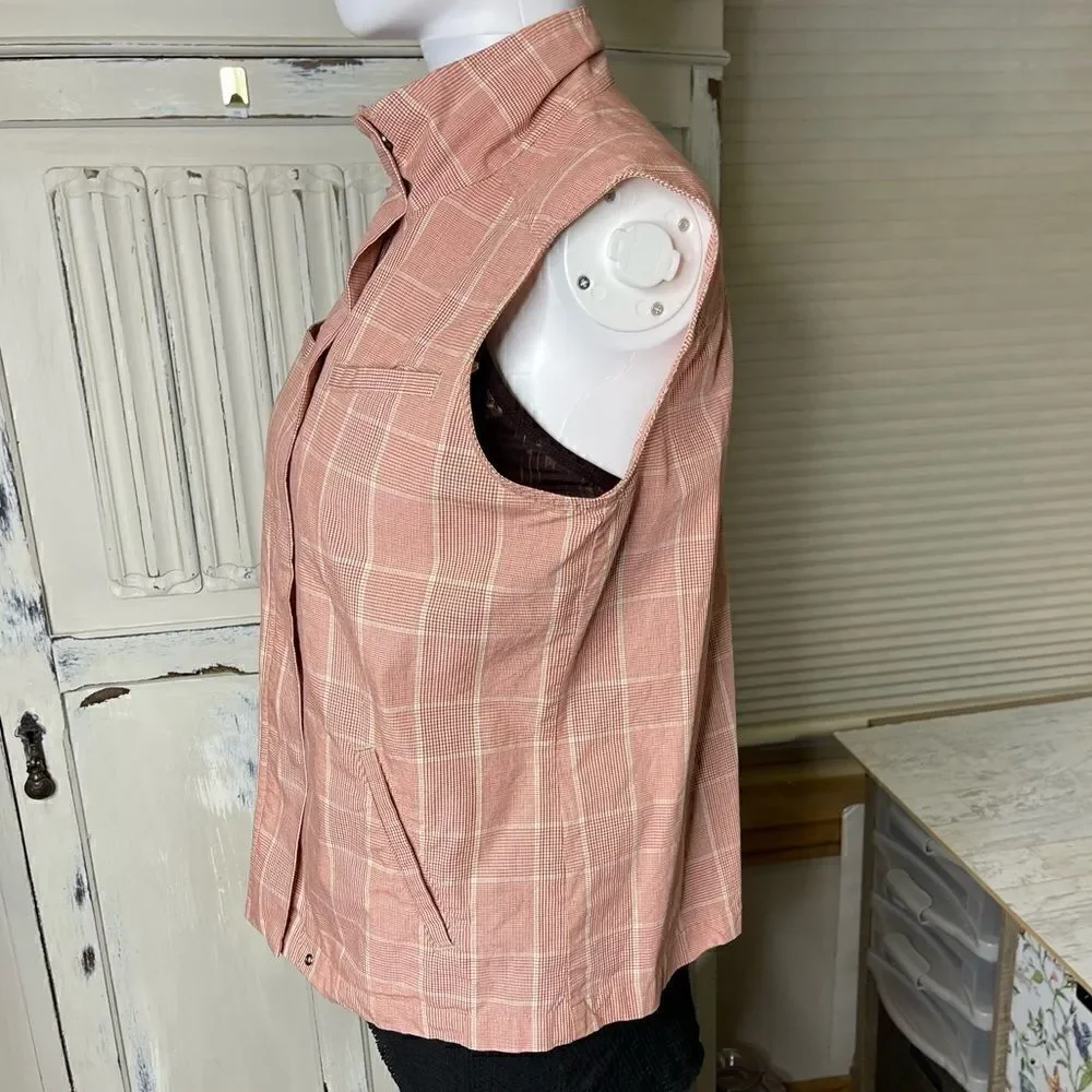 Christopher & Banks Red Cream Plaid Cotton Vest Size Small